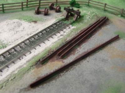 Track rails, axles and buffers in detail