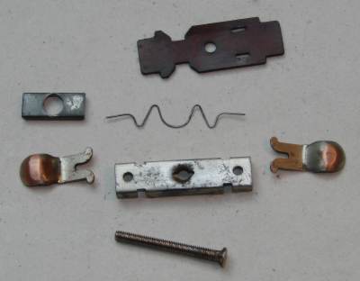 Hornby Dublo pick-up shoe dismantled